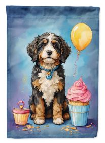 Bernedoodle Happy Birthday Garden Flag Mailbox Flag Decorative Yard Flag Banner Outside Patio Artwork Yard Flower Beds, Garden Size, Multicolor
