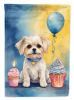 Maltese Happy Birthday House Flag Large Porch Sleeve Pole Decorative Outside Yard Banner Artwork Wall Hanging, Polyester, House Size, Multicolor