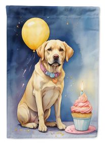 Yellow Labrador Retriever Happy Birthday House Flag Large Porch Sleeve Pole Decorative Outside Yard Banner Artwork Wall Hanging, Polyester, House Size