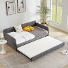 Daybed, sofa bed metal framed with trundle twin size, Grey, 78.4''w x 41''d x 29.8''h.