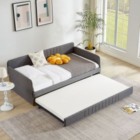 Daybed, sofa bed metal framed with trundle twin size, Grey, 78.4''w x 41''d x 29.8''h.
