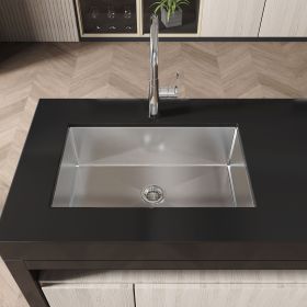 Stainless Steel Kitchen Sink, 30Ã¢â‚¬Â³x19Ã¢â‚¬Â³ Drop In Single Bowl, Undermount Handmade Sink in Brushed Nickel