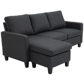 L-Shape Sofa, Modern Sectional Couch with Ottoman, Corner Sofa for Living Room, Dark Grey