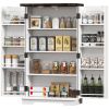 Farmhouse Kitchen Pantry Storage Cabinet, Kitchen Pantry Cabinet with Doors and Adjustable Shelves, White