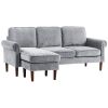 L Shape Sofa, Modern Sectional Couch with Changeable Chaise Lounge, Wooden Legs, Corner Sofa for Living Room, Grey