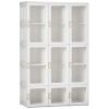 Portable Wardrobe Closet, Bedroom Armoire, Foldable Clothes Organizer with Cube Storage, Hanging Rods, Magnet Doors, White