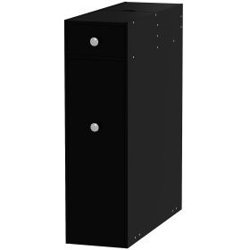 Space Saving Toilet Paper Cabinet, Narrow Bathroom Cabinet with Drawers and Hidden Storage, Black