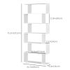 76" 6-Tier Geometric Wooden Bookcase S Shaped Storage Display Bookshelf Modern shelf Open Concept Living Room Home Office Furniture, White