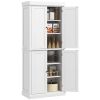 72.5" Freestanding Kitchen Pantry Cabinet with 4 Doors, White