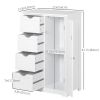Bathroom Storage Cabinet, Floor Cabinet with Adjustable Shelf and 4 Drawers, Side Cabinet for Washroom, White