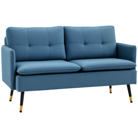 55" Loveseat Sofa for Bedroom, Modern Love Seats Furniture with Button Tufting, Upholstered Small Couch for Living Room, Small Space, Dark Blue