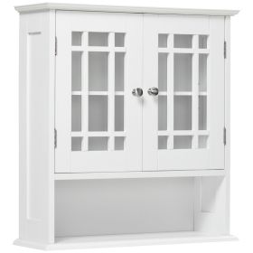 Modern Wall Mount Bathroom Cabinet, Storage Organizer with 2 Door Cabinet and Open Shelf, White