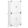 Farmhouse Kitchen Pantry Storage Cabinet with 4 Doors, Kitchen Cabinet with Shelves, White