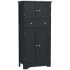 50.5" Kitchen Storage Cabinet, Modern Kitchen Pantry Cabinet with 4 Doors, Drawer, Adjustable Shelf, Black