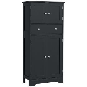 50.5" Kitchen Storage Cabinet, Modern Kitchen Pantry Cabinet with 4 Doors, Drawer, Adjustable Shelf, Black