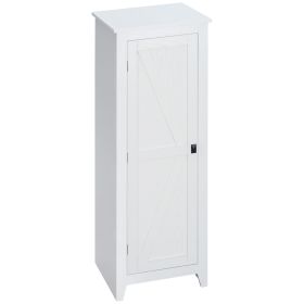 48" Farmhouse Kitchen Pantry Storage Cabinet with Barn Door, Kitchen Pantry Cabinet with Adjustable Shelves, White