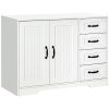 Modern Sideboard Buffet Cabinet with Drawers and Beadboard Door Cupboard Kitchen Storage Cabinet White