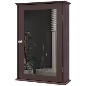 Bathroom Mirror Cabinet, Wall Mounted Medicine Cabinet with Door and Shelves, Dark Brown