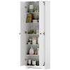 67" Farmhouse Pantry Cabinet with 2 Doors, Tall Storage Cabinet with Adjustable Shelves, Distressed White