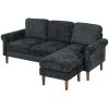 L Shape Sofa, Modern Sectional Couch with Changeable Chaise Lounge, Wooden Legs, Corner Sofa for Living Room, Black