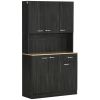 71" Kitchen Buffet with Hutch, Freestanding Kitchen Cabinet with Doors, Drawers, Microwave Counter, Black