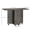 Foldable Dining Table, Rolling Kitchen Table with Storage Drawers and Cabinet, Drop Leaf Table on Wheels, Grey