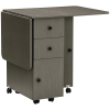 Foldable Dining Table, Rolling Kitchen Table with Storage Drawers and Cabinet, Drop Leaf Table on Wheels, Grey