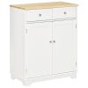 Sideboard Buffet Cabinet with Storage, 27" Kitchen Cabinet with Adjustable Shelf, 2 Drawers and 2 Doors, Coffee Bar Cabinet with Rubberwood Tabletop