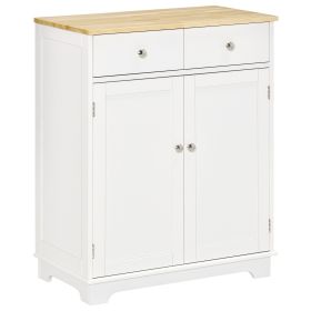 Sideboard Buffet Cabinet with Storage, 27" Kitchen Cabinet with Adjustable Shelf, 2 Drawers and 2 Doors, Coffee Bar Cabinet with Rubberwood Tabletop