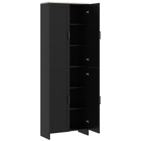 67" 4-Door Kitchen Pantry Cabinet, Freestanding Storage Cabinet Cupboard with Adjustable Shelves, Black