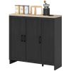 Modern Sideboard Buffet Cabinet, Modern Kitchen Storage Cabinet with 3 Doors Adjustable Shelves, for Dining Room, Black