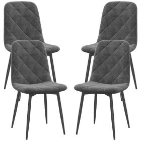 Dining Chairs Set of 4, Upholstered Dining Room Chairs with Steel Legs, Modern Kitchen Chair for Dining Room, Grey