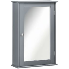 Bathroom Mirror Cabinet, Wall Mounted Medicine Cabinet with Door and Shelves, Grey