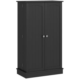 41" Storage Cabinet, 2-Door Kitchen Pantry Cabinet with 5-tier Shelving, 12 Spice Racks and Adjustable Shelves, Black