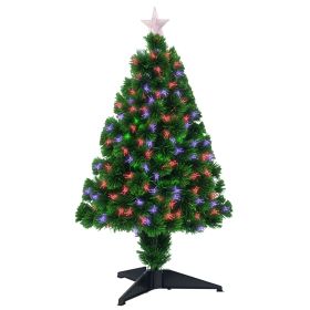 2.5FT Prelit Artificial Tabletop Christmas Tree with Fibre Optics Holiday Home Xmas Decoration for Table and Desk Geen
