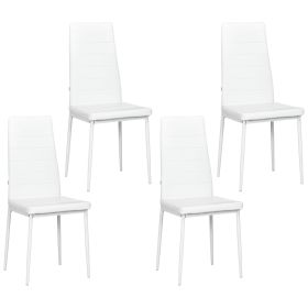 Modern Dining Chairs, Set of 4, High Back PU leather Upholstery and Metal Legs for the Living Room, Kitchen, Home Office, White