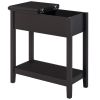 End Side Table in Flip Top Design with Cabinet and Bottom Shelf, Storage Furniture Decoration for Bedroom Living Room Office, Dark Coffee