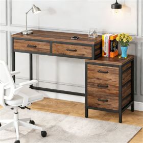 5-Drawer Computer Desk with Reversible Drawer Cabinet for Home Office Desk Space Saving Design Wardrobe for Living Room