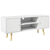 White TV Stand Cabinet for TVs up to 55 Inches with Storage Shelves Entertainment Unit Wood Legs for Living Room