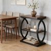 3-Step Narrow Side Table Industrial Rack in Rustic Brown Finish Living Room Decor Small Space Organizer