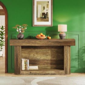 105cm Console Table 2-Story Sofa Table in Country Style Entrance Table with Shelf for Hallway Living Room Decor