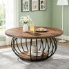 100 Cm Industrial Coffee Table - 2-tier round Table with Metal Frame in for Living Room Decor