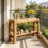 2-Stage Narrow Console Table in Light Brown  Sofa Table for Living Room Decor