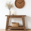 105 Cm Farmhouse Console Table with 2 Levels Storage Narrow Sofa Table in Country Style Kitchen Living Room Furniture