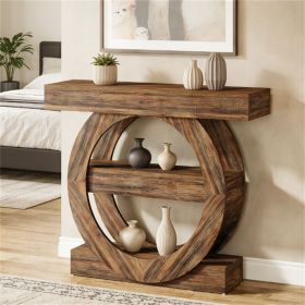 105 Cm 3-Step Sofa Console Table with Storage Compartments Living Room Coffee Table Hallway Console Desk Modern Simple Style