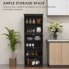 Black 63'' Small Buffet with 4-Door Kitchen Pantry Storage Cabinet Adjustable Shelf for Dining Room