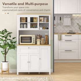 Freestanding 5-Door Kitchen Pantry Cabinet with Adjustable Shelves 71 Inch Storage Cupboard for Home Organization
