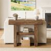 105 Cm Rustic Brown Farmhouse Console Table with 2 Levels Narrow Dining Table Featuring Shelf Storage Console Desk for Living Room