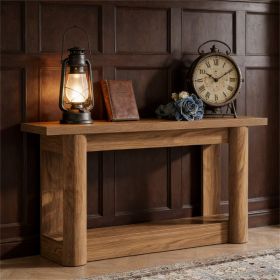 160 Cm Console Table 2-Step Country House Sofa Table for Entrance Area Wooden Hallway Stand Rustic Farmhouse Style Living Room Decor