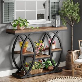 100cm Console Table 4-Step Sofa Table Entrance Table with Shelf Modern Minimalist Style Living Room Decorative Cabinet